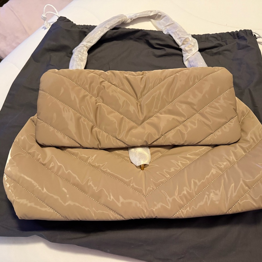 Jumbo Rebecca Minkoff Warm Beige Quilted Nylon Women's Shoulder Bag - NWT
